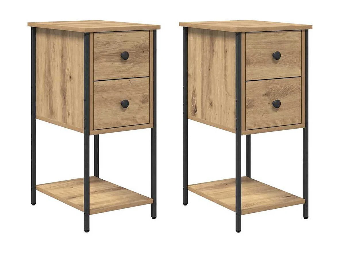 Cabinet de chevet 2 pcs chêne artisanal 32 x 42 x 70 cm