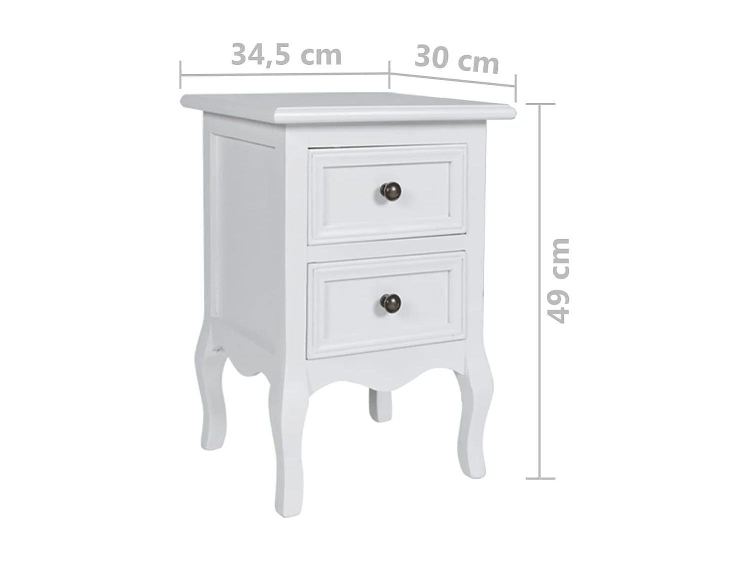 Comodini 4 pezzi con 2 cassetti MDF bianco