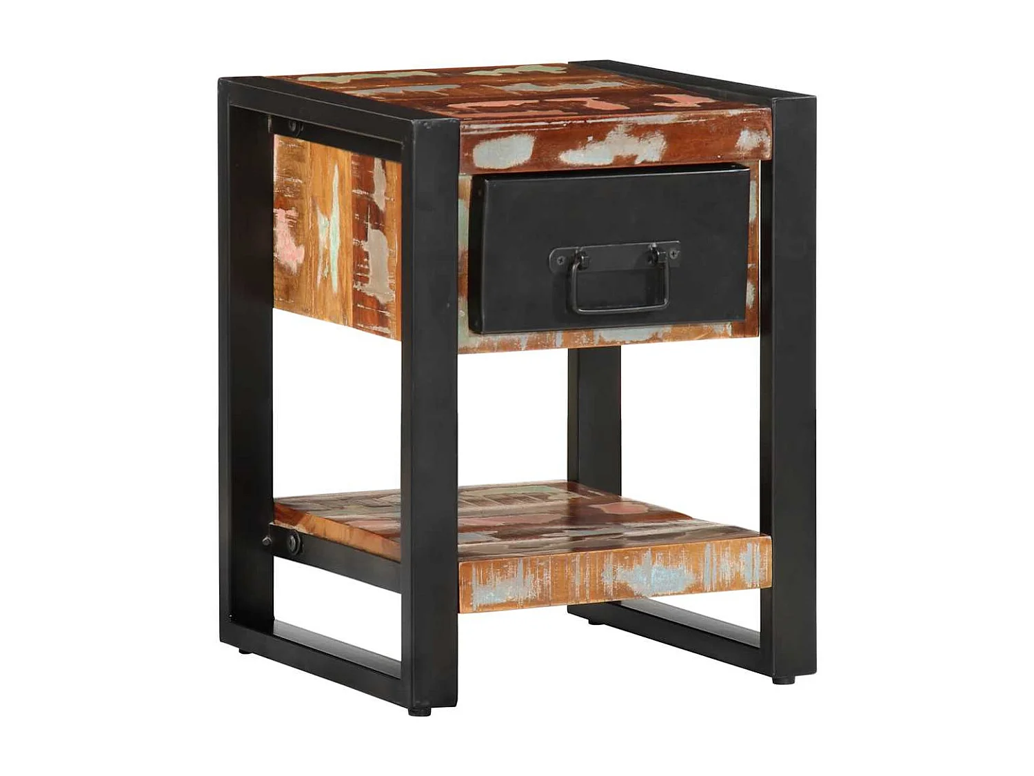 Table de chevet multicolore 35x34x45cm bois massif récupération