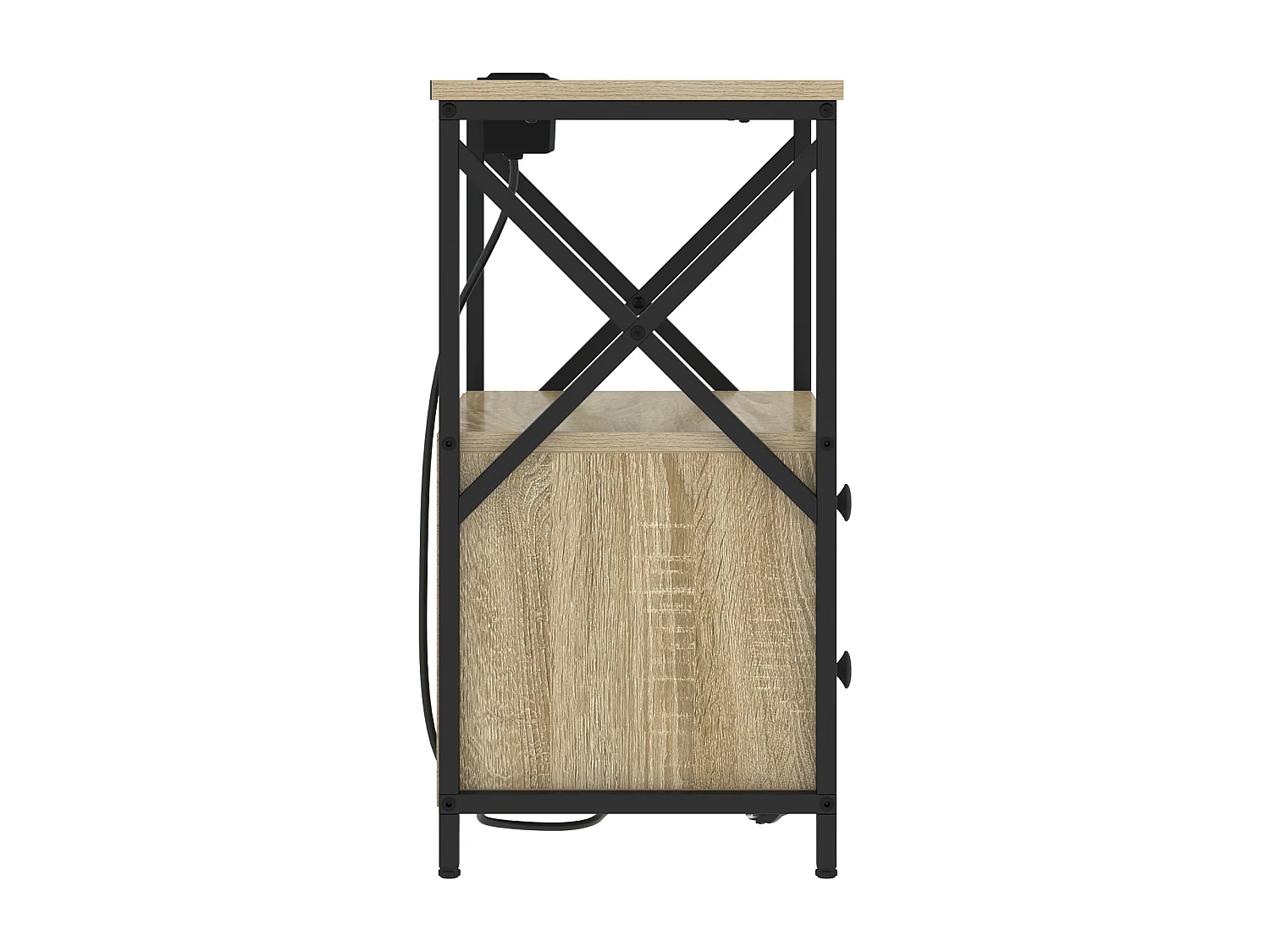 Table de nuit avec station de chargement 2 pcs Chêne sonoma