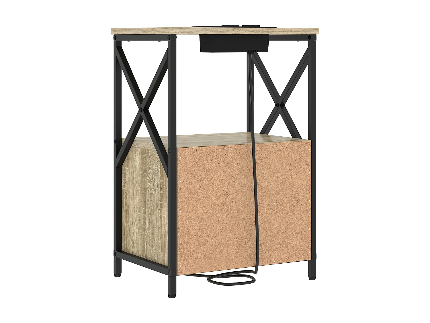 Table de nuit avec station de chargement 2 pcs Chêne sonoma