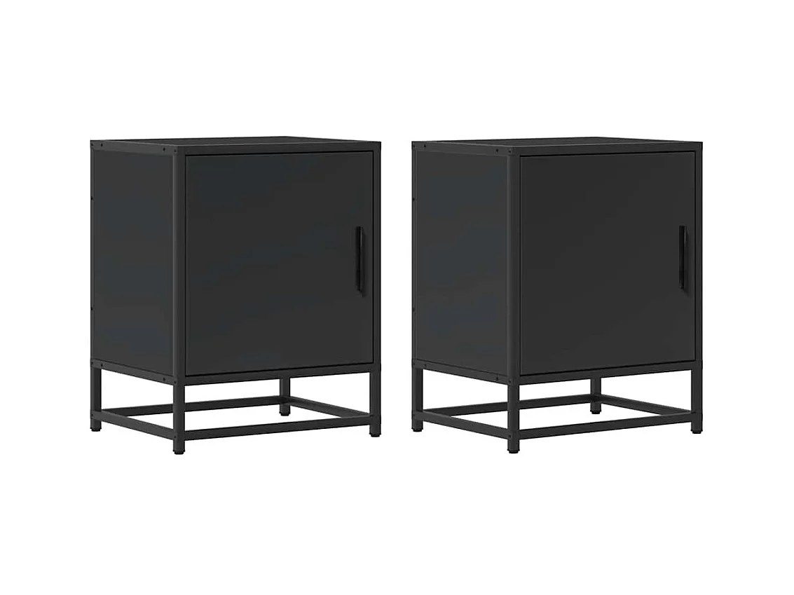 Tables de chevet 2 pcs noir 40x31x50 cm bois d'ingénierie métal