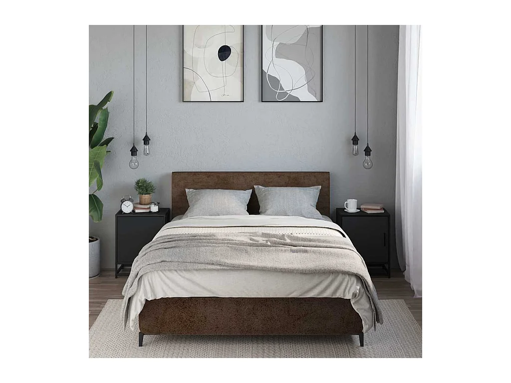 Tables de chevet 2 pcs noir 40x31x50 cm bois d'ingénierie métal