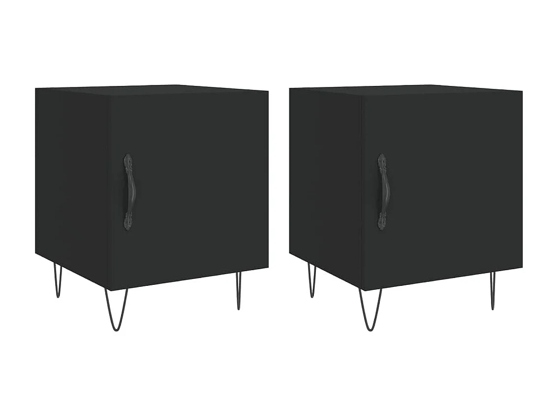 Comodini 2 pezzi neri 40x40x50 cm in legno ingegnerizzato