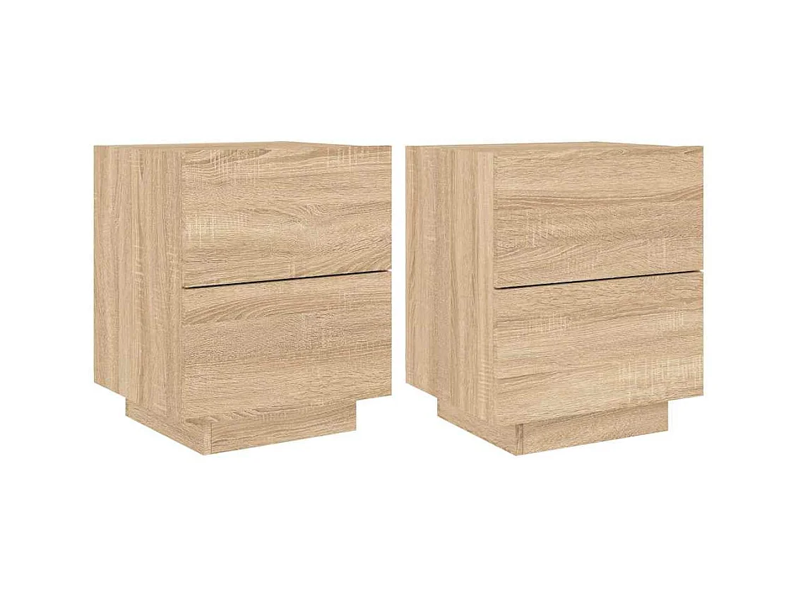 Comodino a 2 pezzi e luci a LED, rovere Sonoma