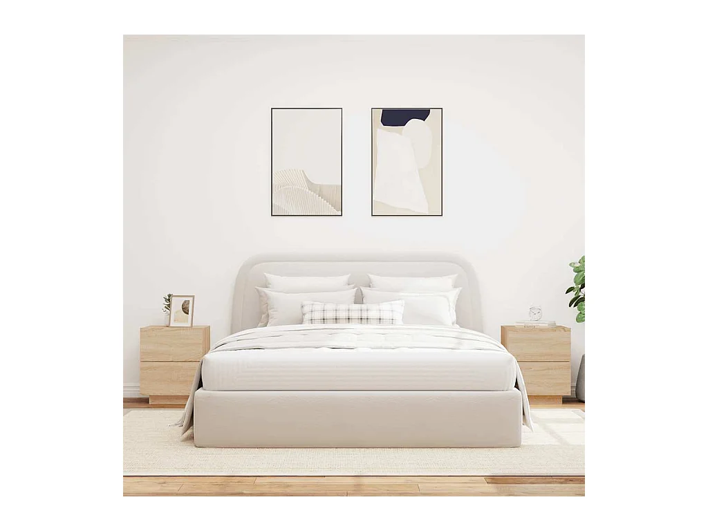 Comodino a 2 pezzi e luci a LED, rovere Sonoma