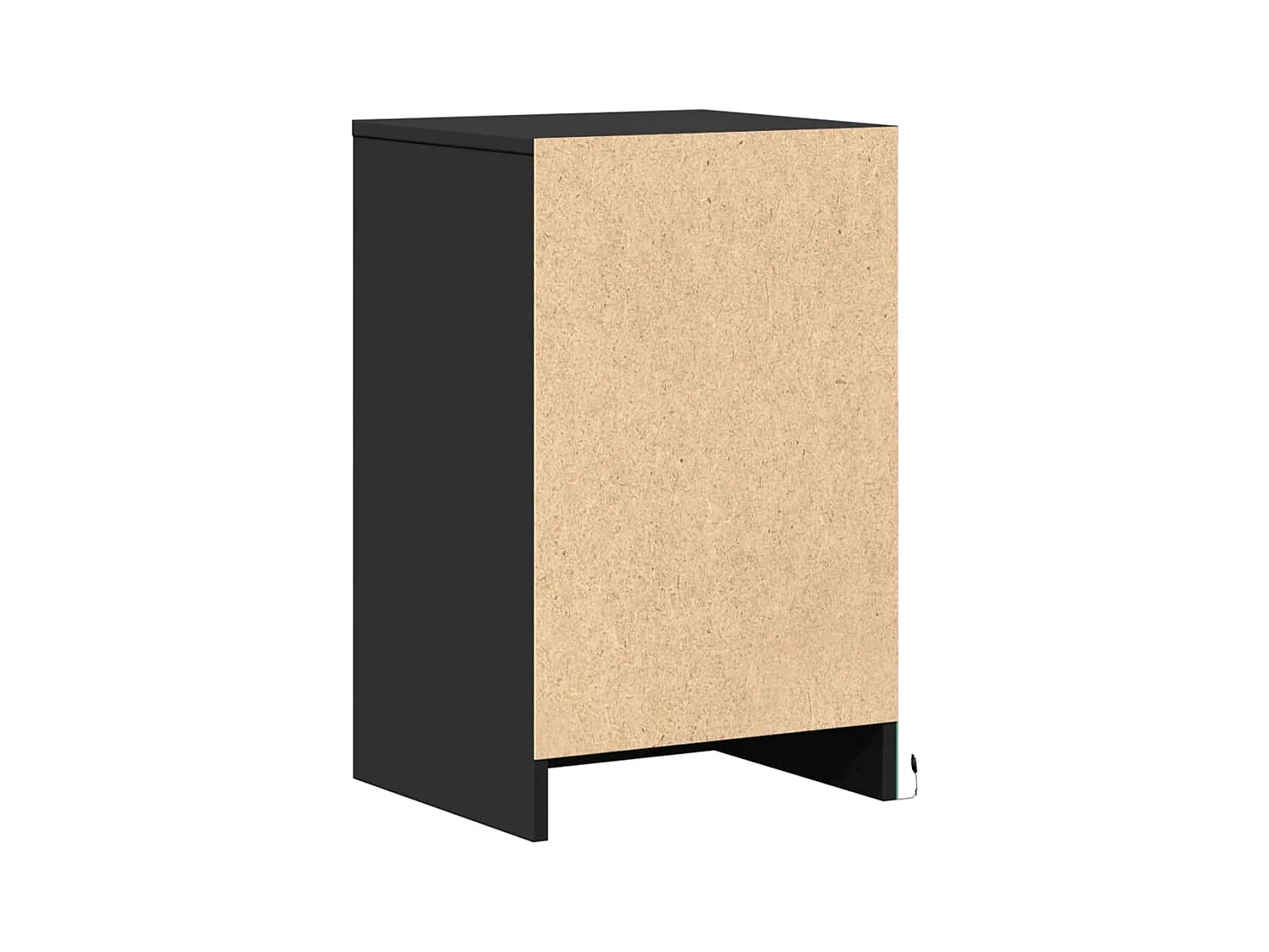 Nachttisch mit LED-Leuchten, schwarzes Holzwerkstoff