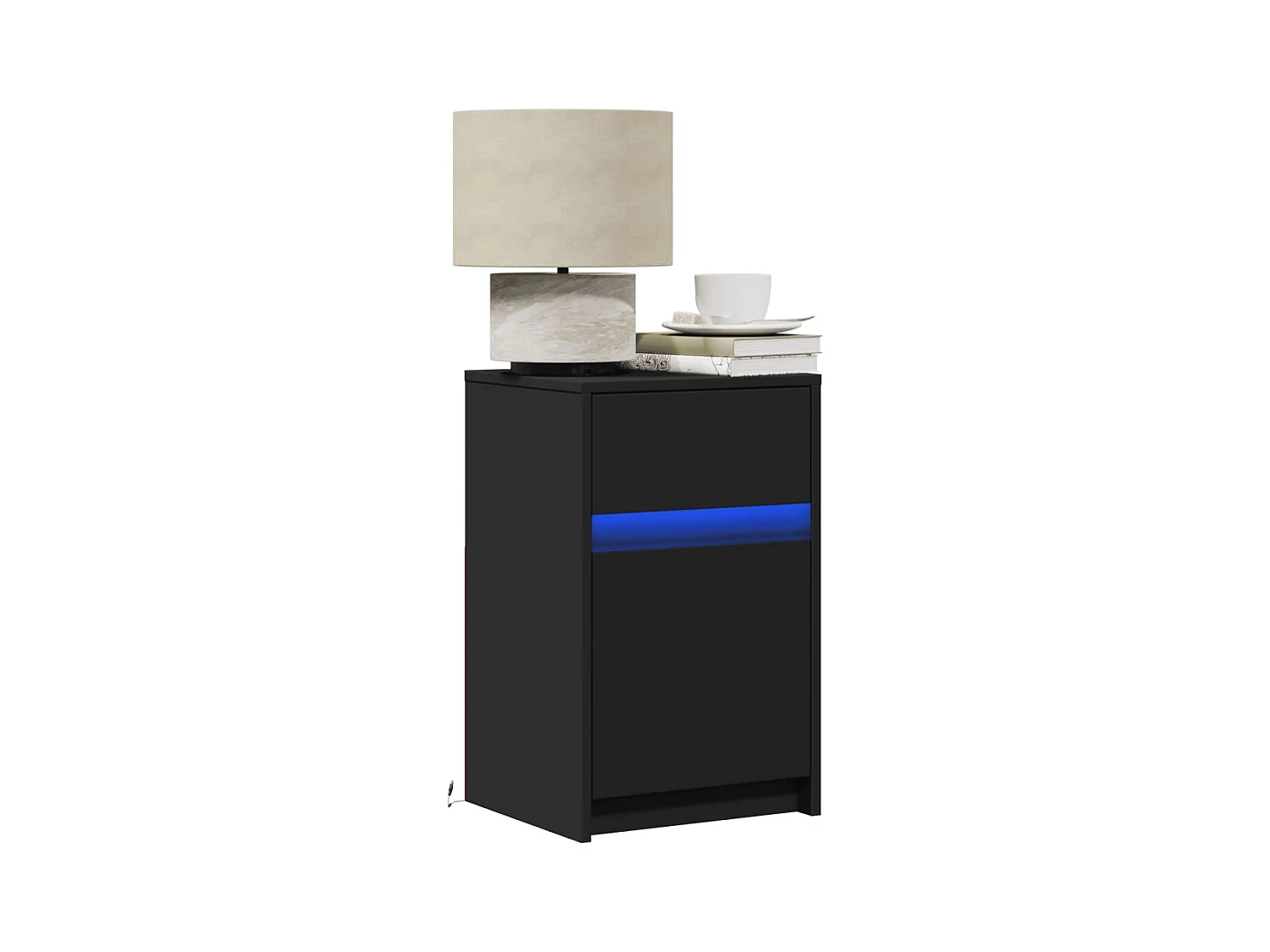 Armoire de chevet avec lumières LED noir bois d'ingénierie