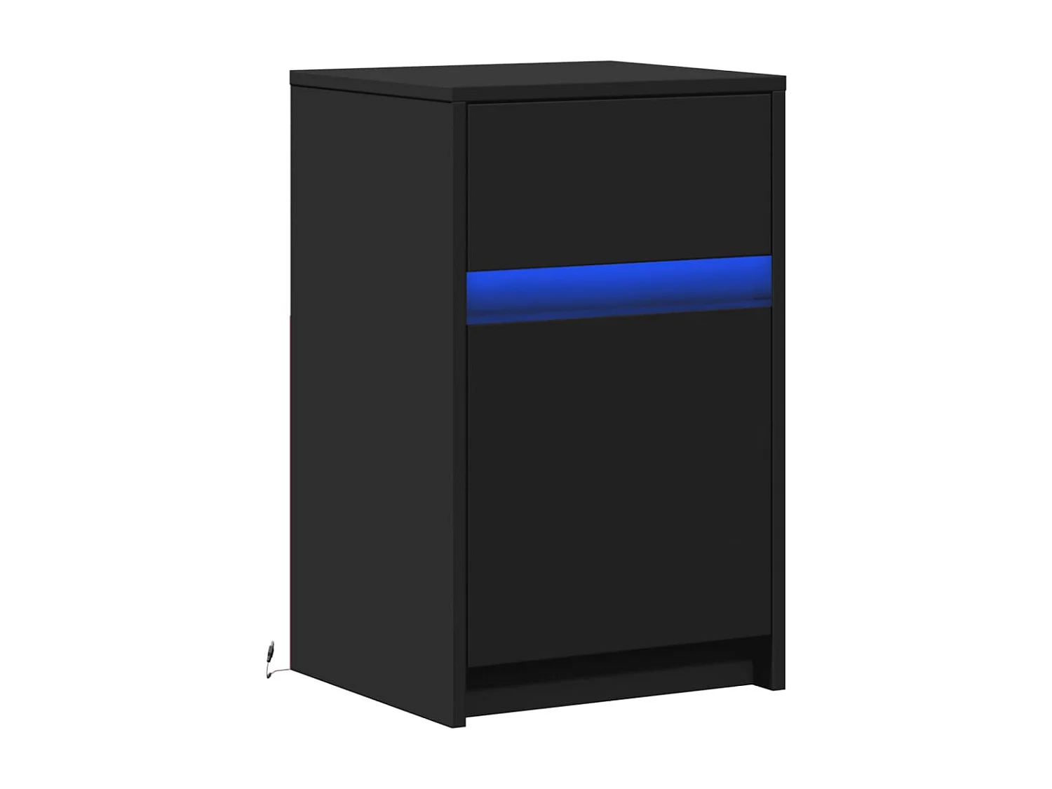 Armoire de chevet avec lumières LED noir bois d'ingénierie