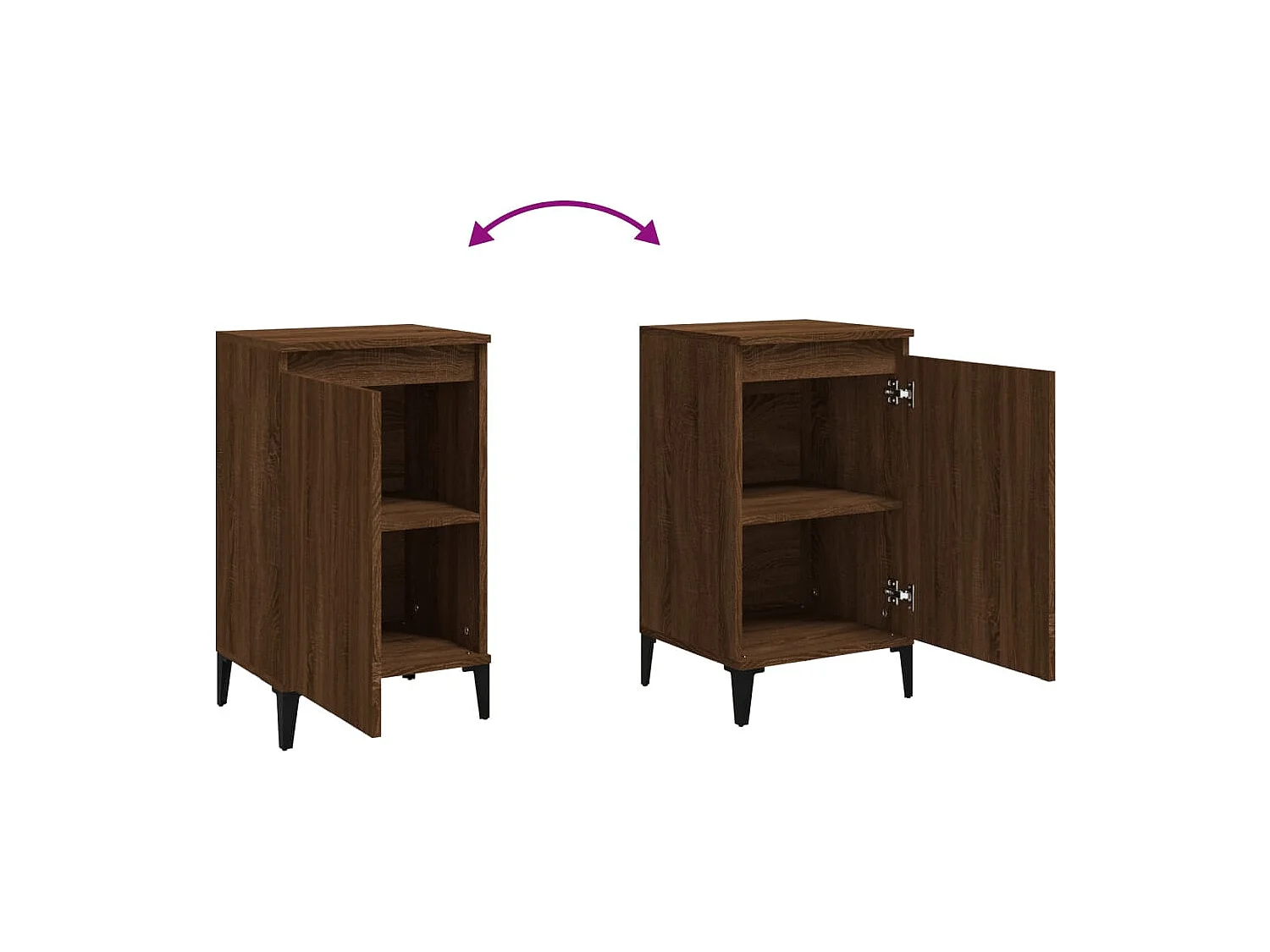 Nachtkastjes 2 stuks eikenbruin 40x35x70cm bewerkt hout