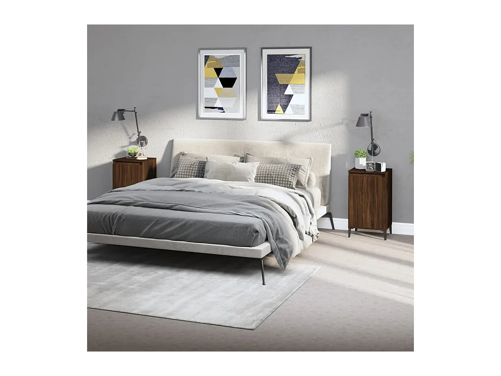 Nachttische 2er Eiche braun 40x35x70cm Holzwerkstoff