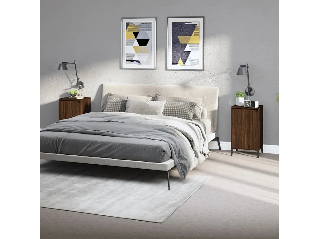Comodini 2 pezzi rovere marrone 40x35x70cm legno ingegnerizzato