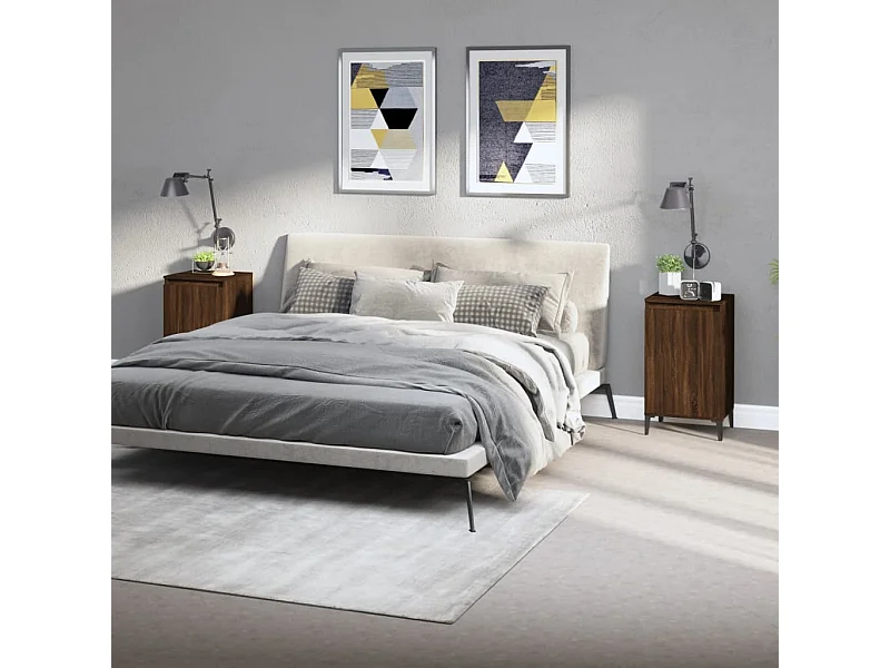 Mesitas de noche 2 piezas roble marrón 40x35x70cm madera de ingeniería