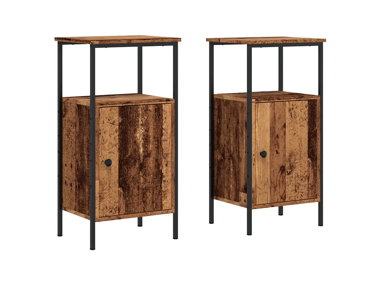 Tables de chevet 2 pcs vieux bois 41x31x80 cm bois d'ingénierie