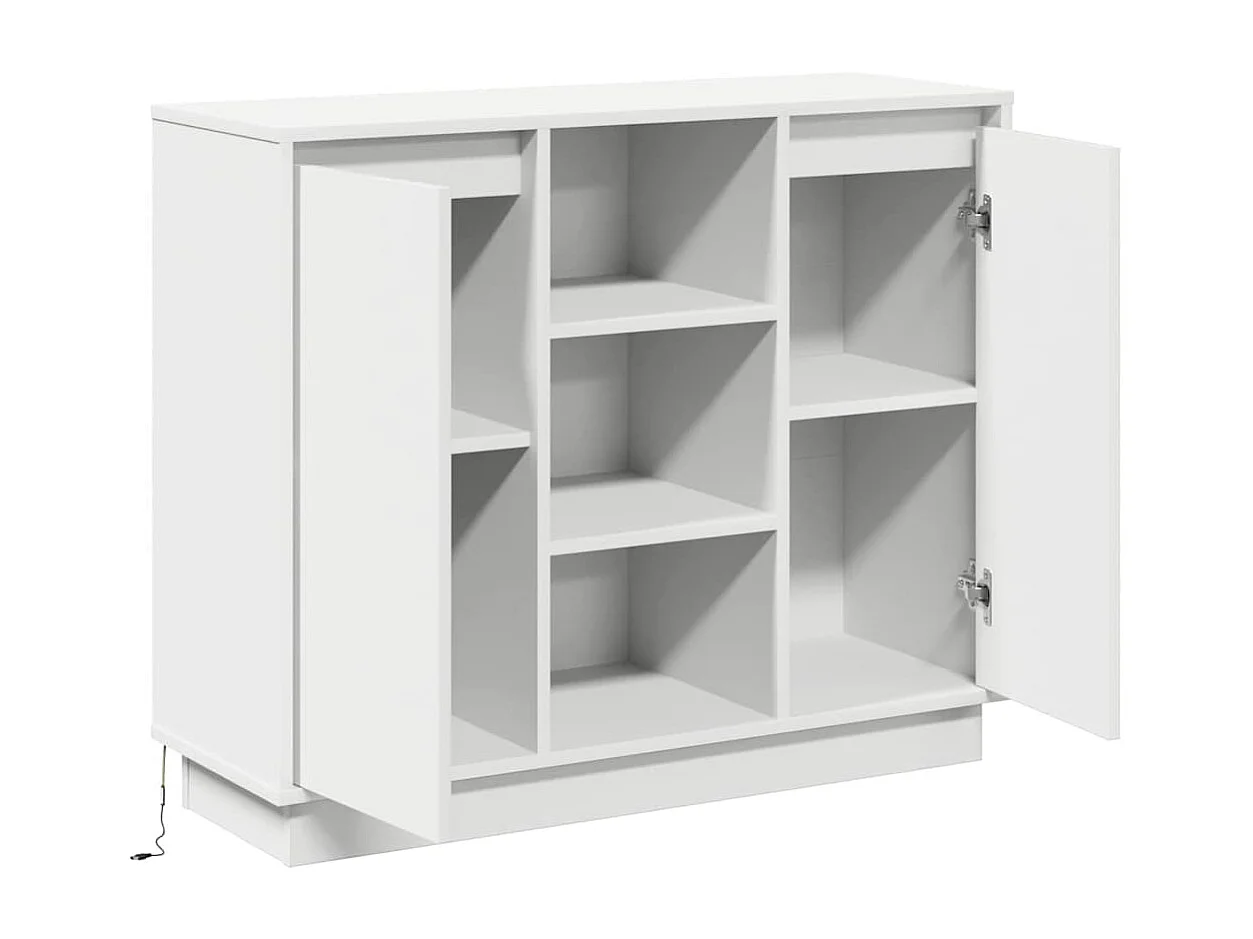 Buffet avec LED Blanc 90x32x75 cm Bois d'ingénierie