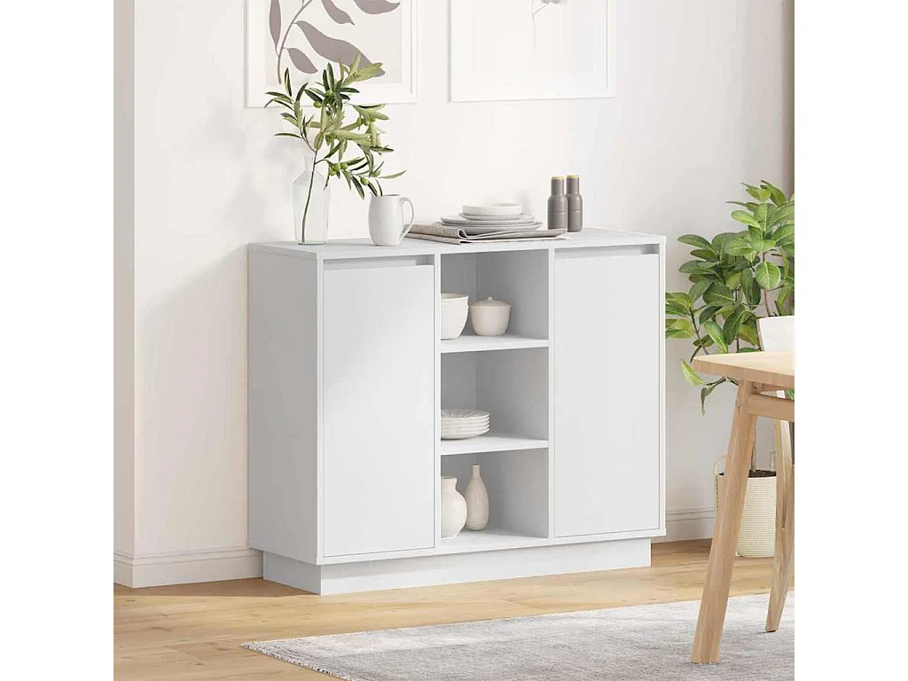 Credenza con LED Bianco 90x32x75 cm Legno ingegnerizzato