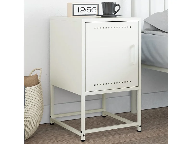 Table de chevet blanc 36x39x60,5 cm acier