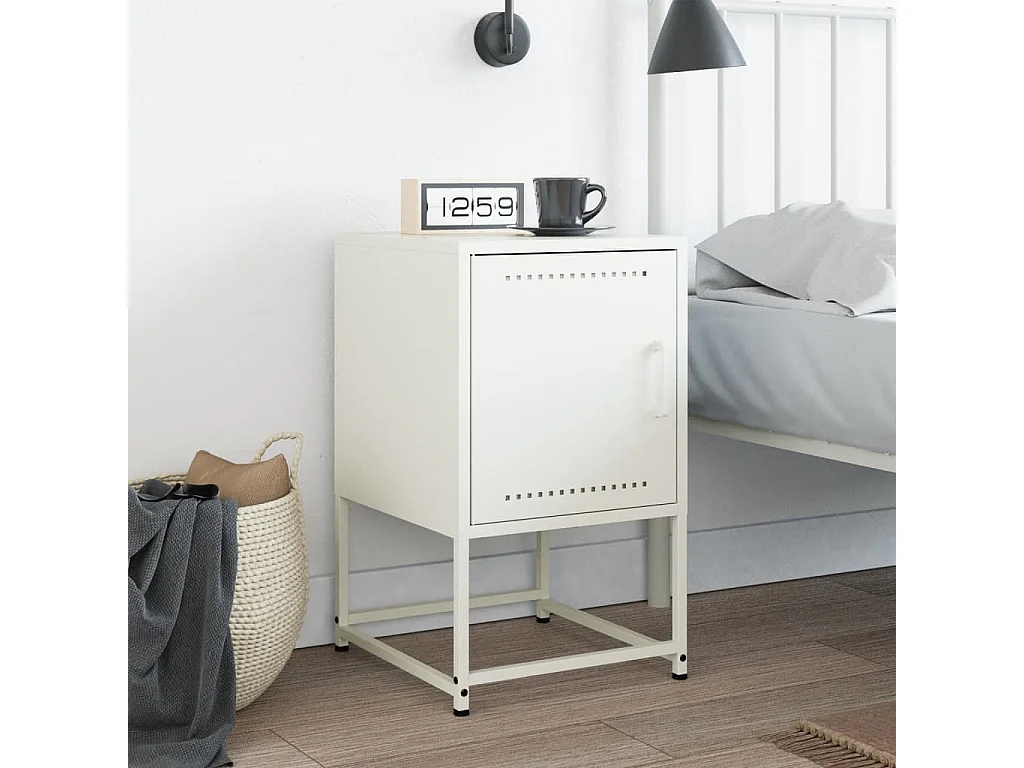 Table de chevet blanc 36x39x60,5 cm acier