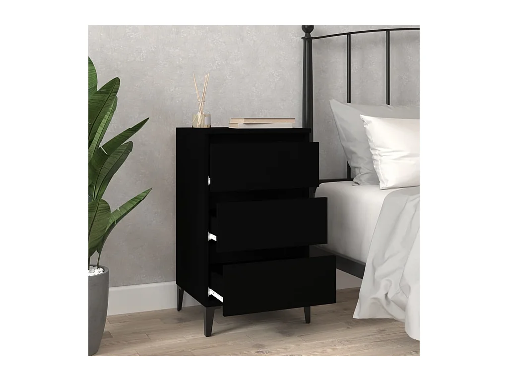 Table de chevet noir 40x35x70 cm bois d’ingénierie