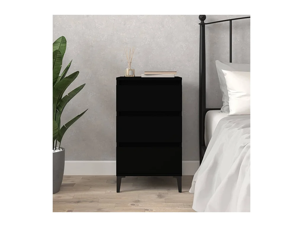 Comodino nero 40x35x70 cm in legno ingegnerizzato