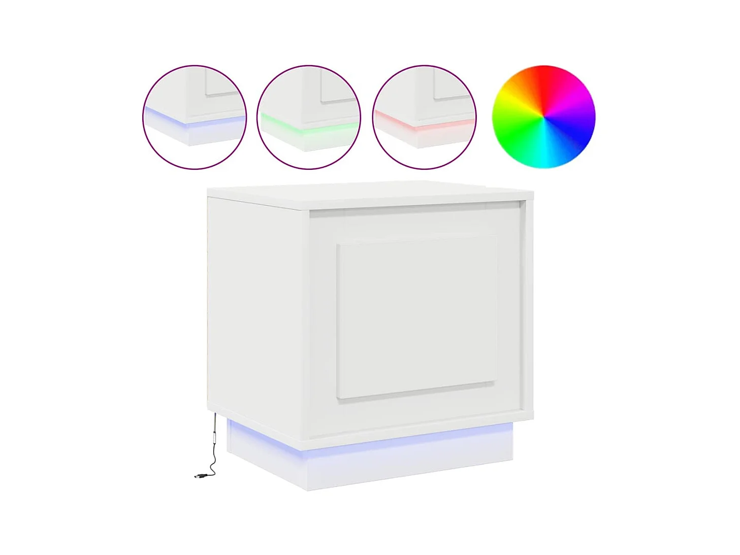 Tables de chevet avec lumières LED 2 pcs Blanc 44x34,5x45 cm