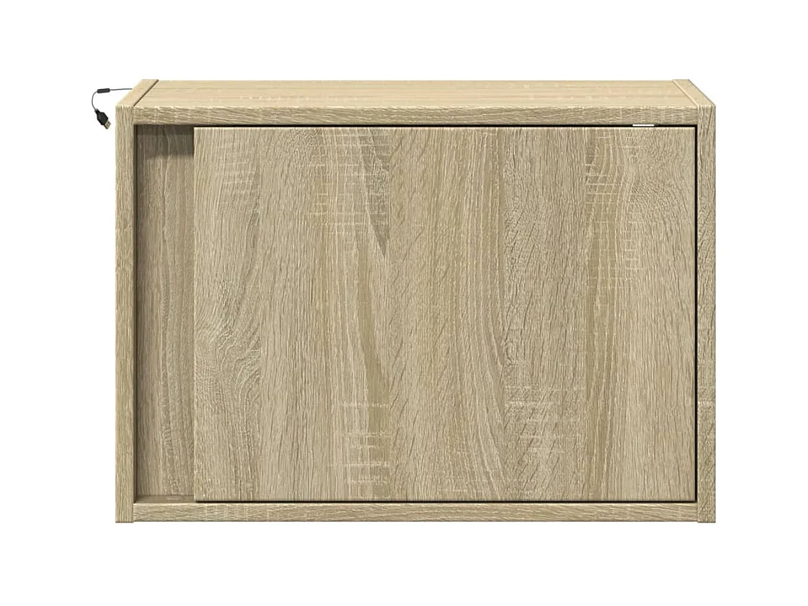 Wandmontierte Nachttische mit LED-Beleuchtung 2 Stück Sonoma-Eiche