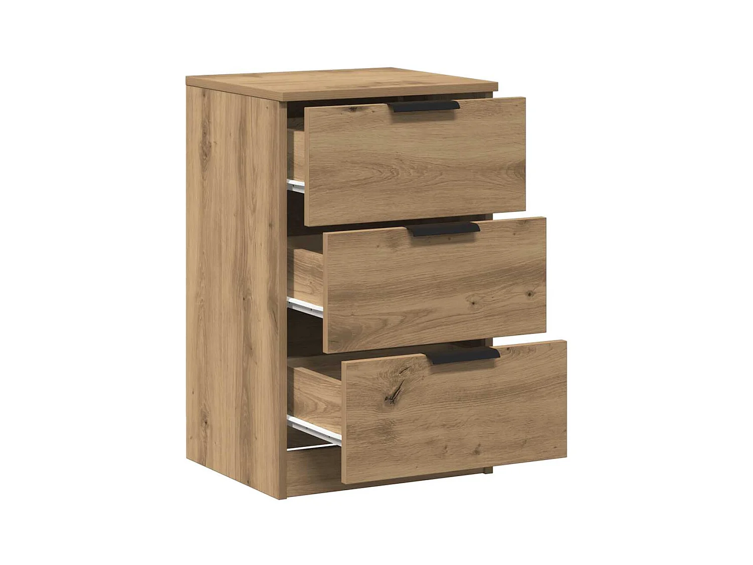 Table de chevet chêne artisanal 40x36x65 cm bois d'ingénierie