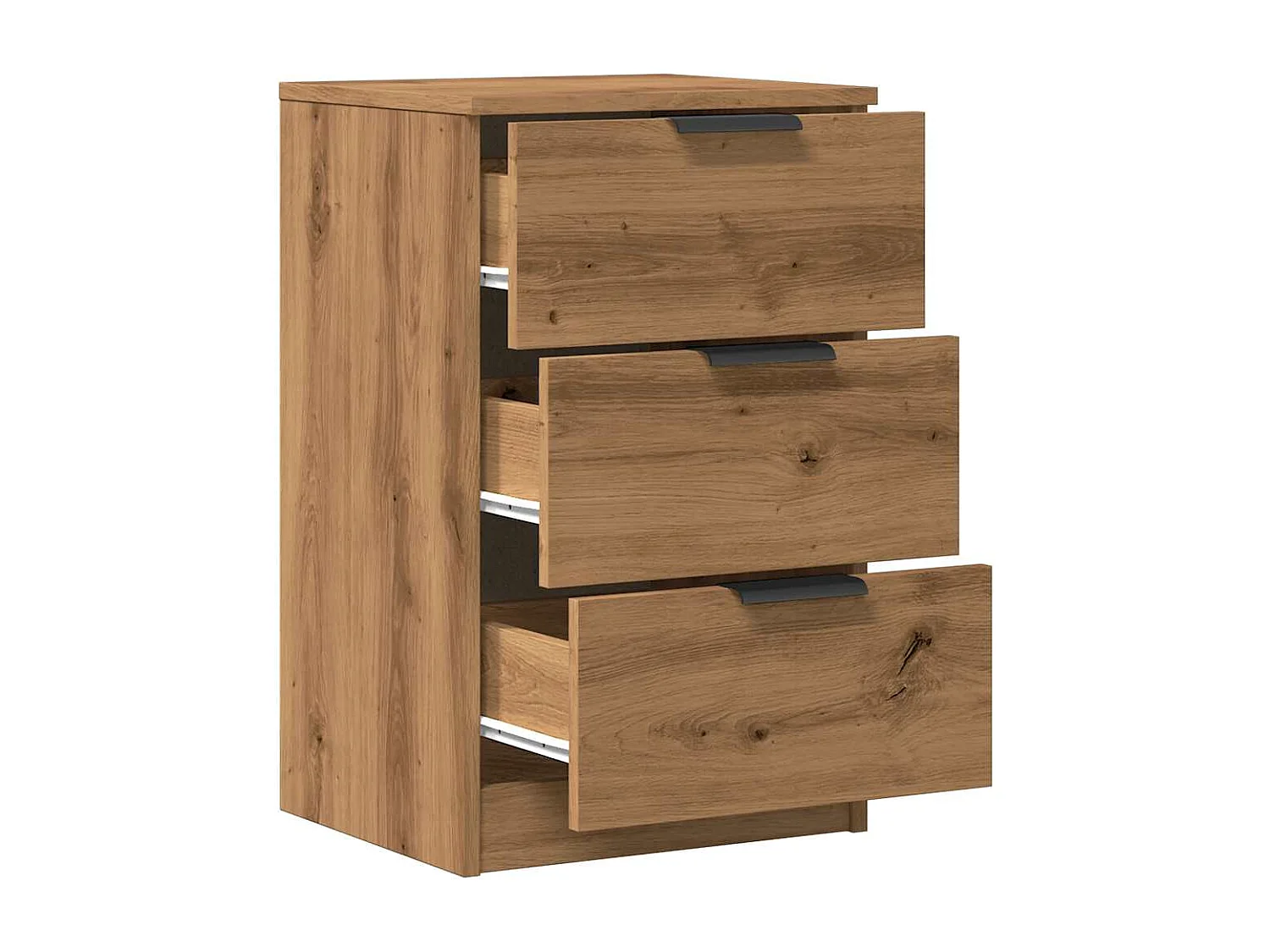 Table de chevet chêne artisanal 40x36x65 cm bois d'ingénierie