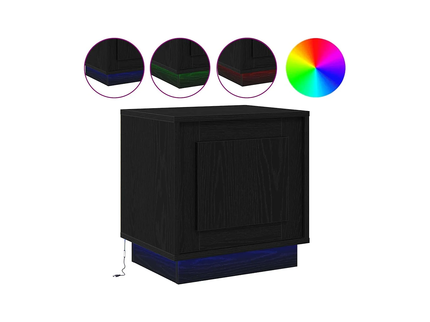 Tables de chevet avec lumières LED 2 pcs Chêne noir 44x34,5x45 cm