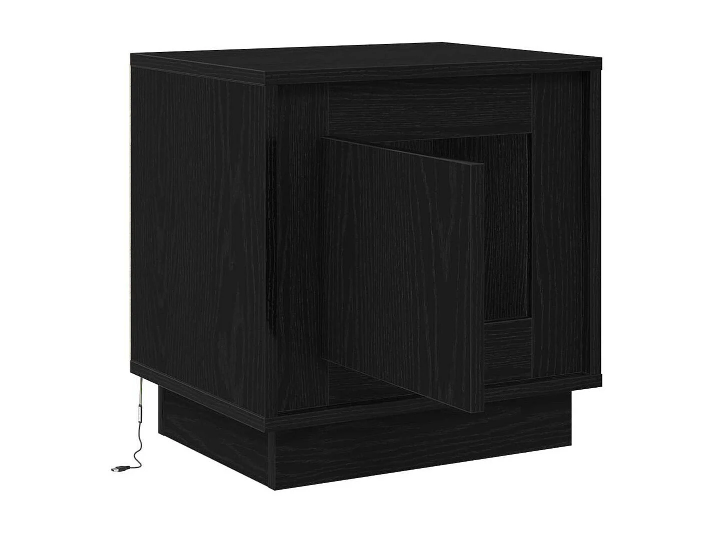 Tables de chevet avec lumières LED 2 pcs Chêne noir 44x34,5x45 cm