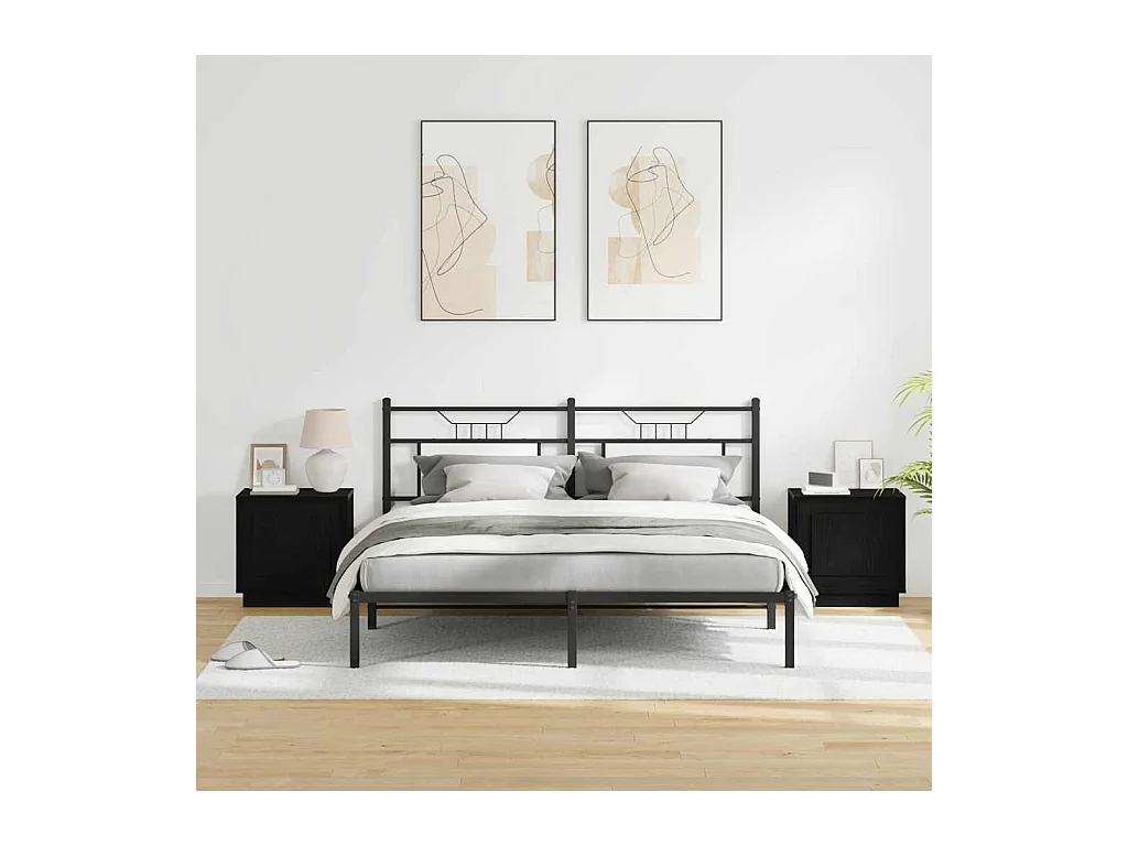 Tables de chevet avec lumières LED 2 pcs Chêne noir 44x34,5x45 cm