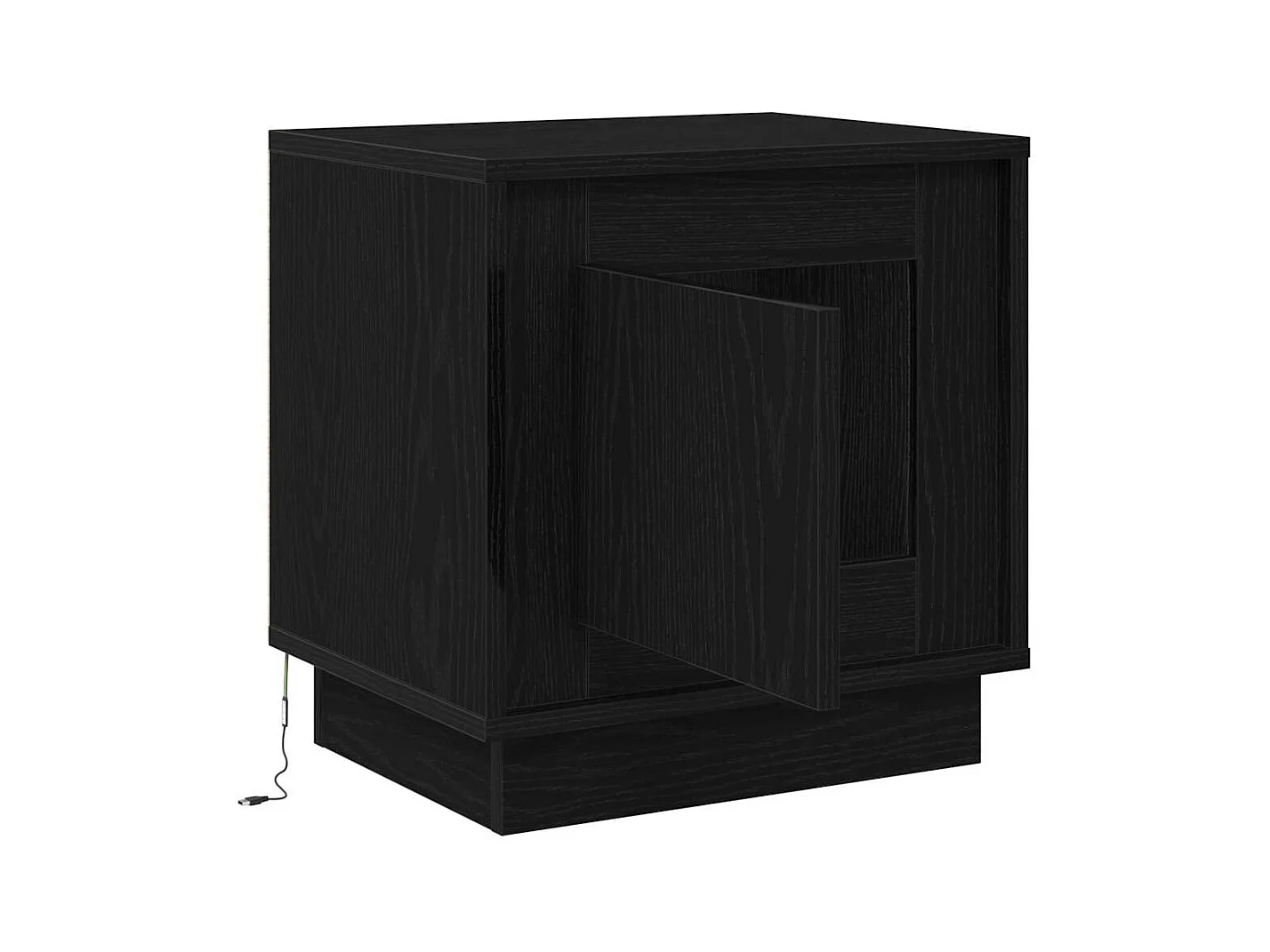 Tables de chevet avec lumières LED 2 pcs Chêne noir 44x34,5x45 cm