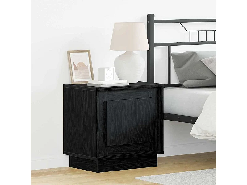 Comodini con luci LED 2 pz Rovere nero 44x34,5x45 cm