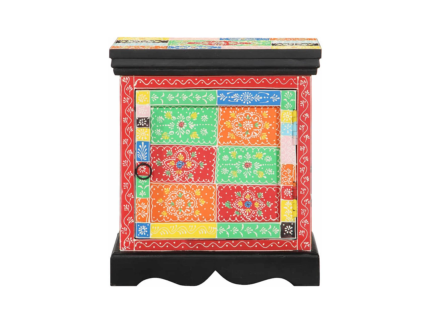 Table de chevet multicolore 40x35x45 cm bois de manguier solide