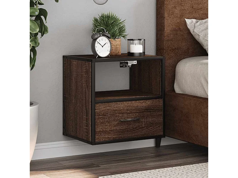 Comodini da parete 2 pezzi rovere marrone 40x31x39,5 cm