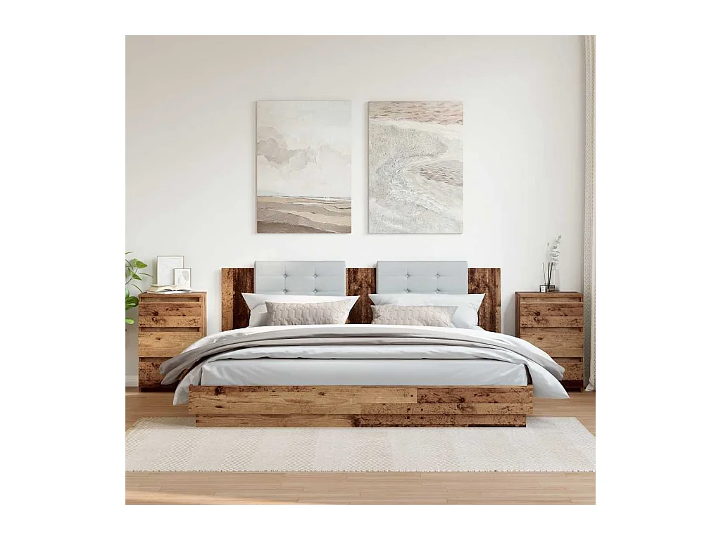 Tables de chevet 2 pcs vieux bois 40x35x62,5 cm bois ingénierie