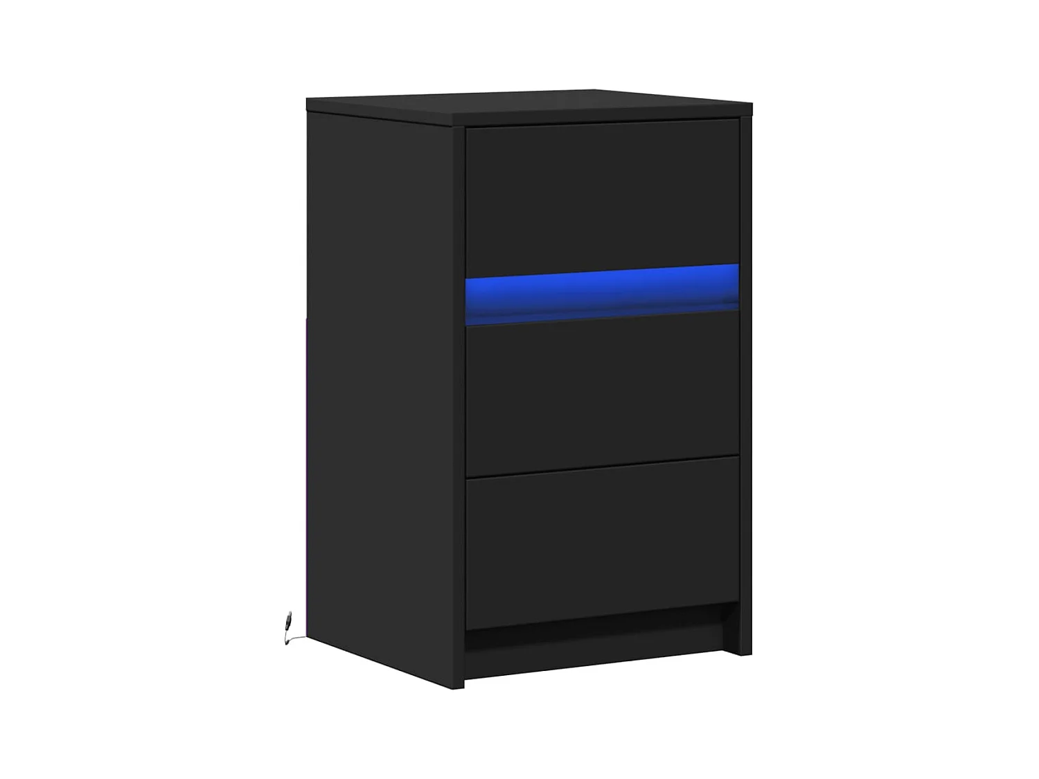Armoire de chevet avec lumières LED noir bois d'ingénierie