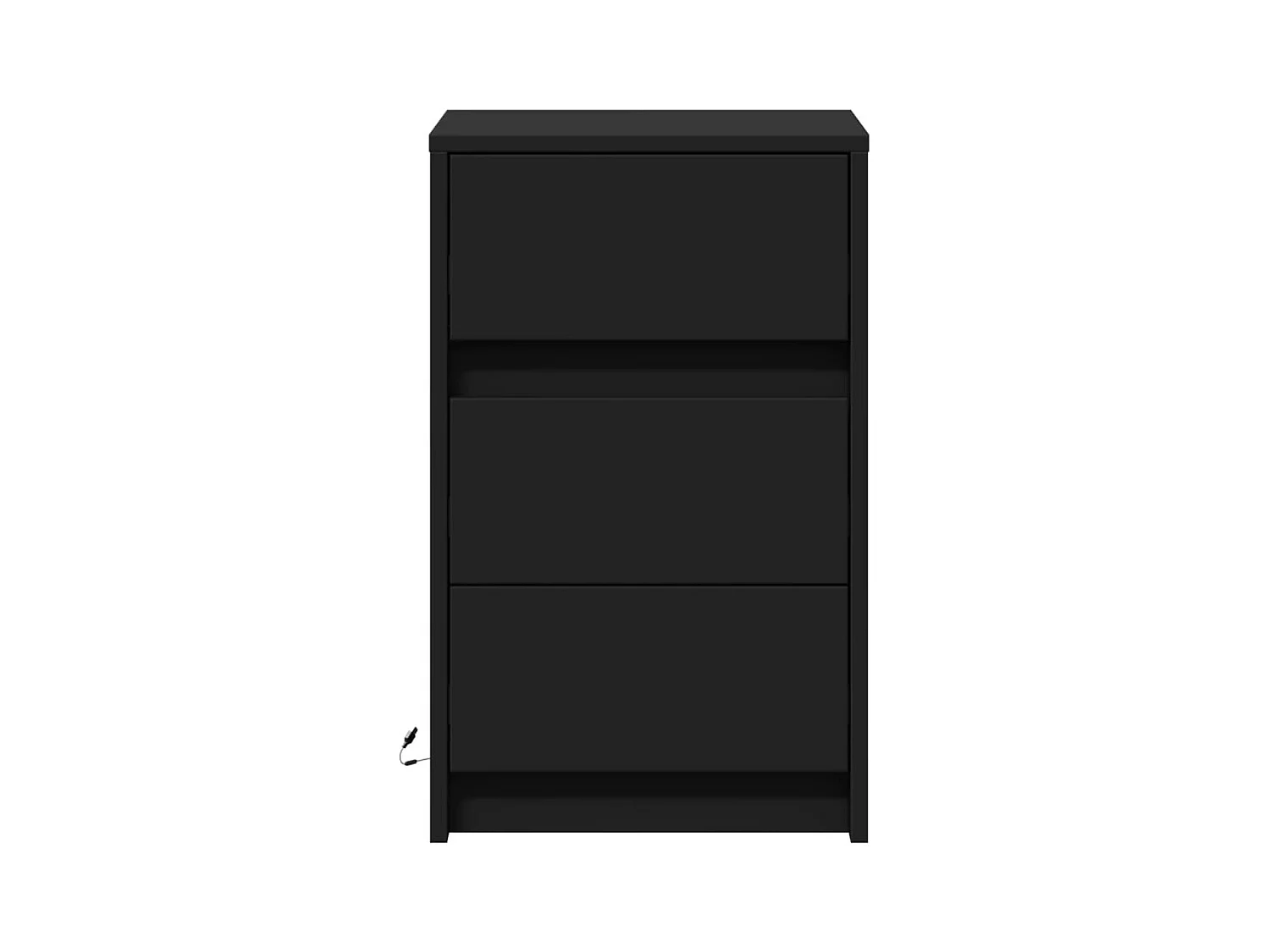 Armoire de chevet avec lumières LED noir bois d'ingénierie