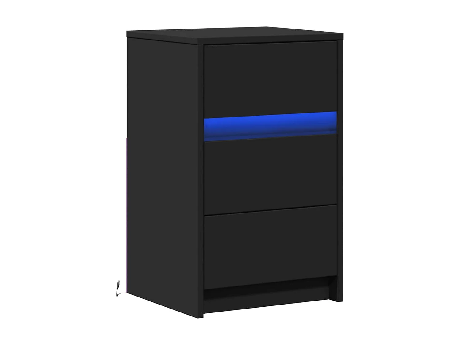 Comodino con luci a LED in legno ingegnerizzato nero