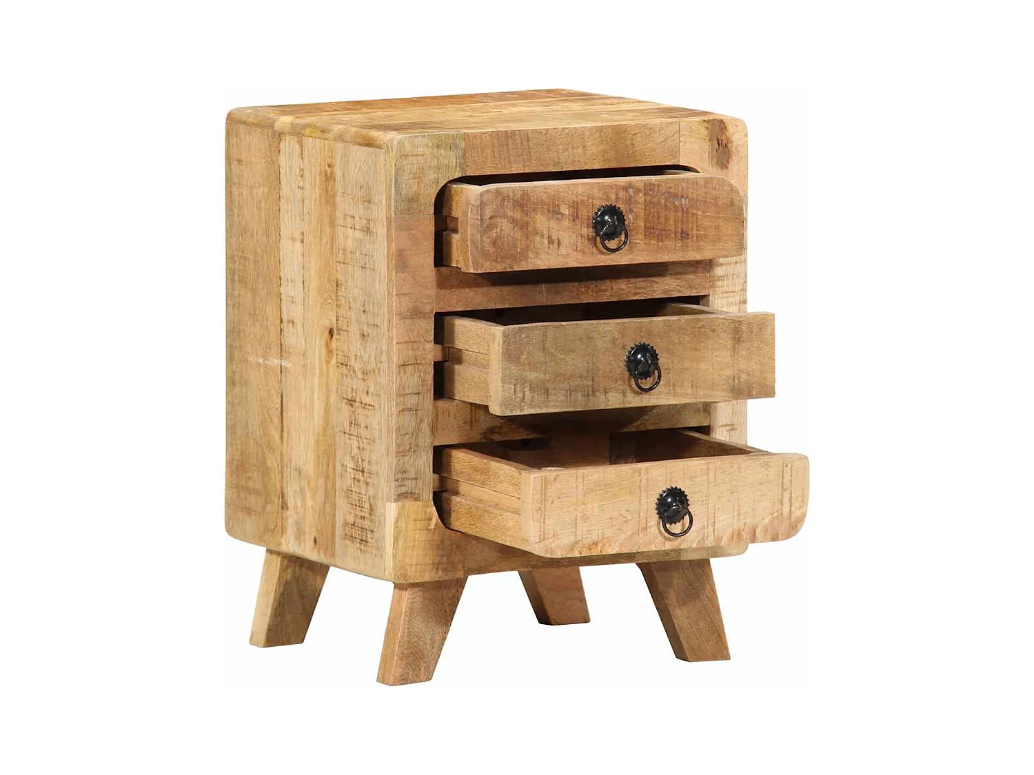 Table de chevet 37x32x50 cm bois de manguier massif brut