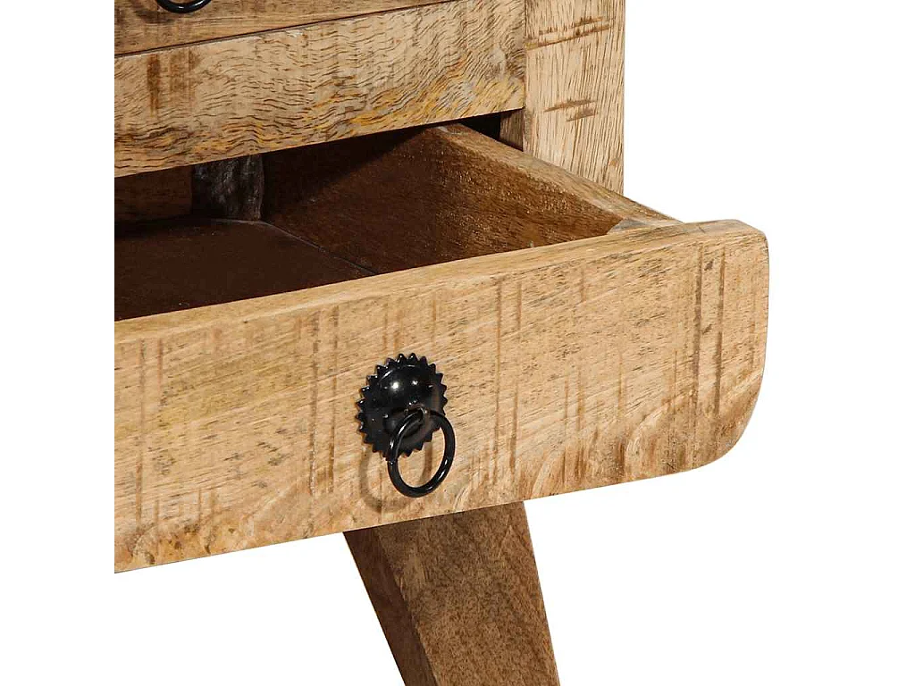 Table de chevet 37x32x50 cm bois de manguier massif brut