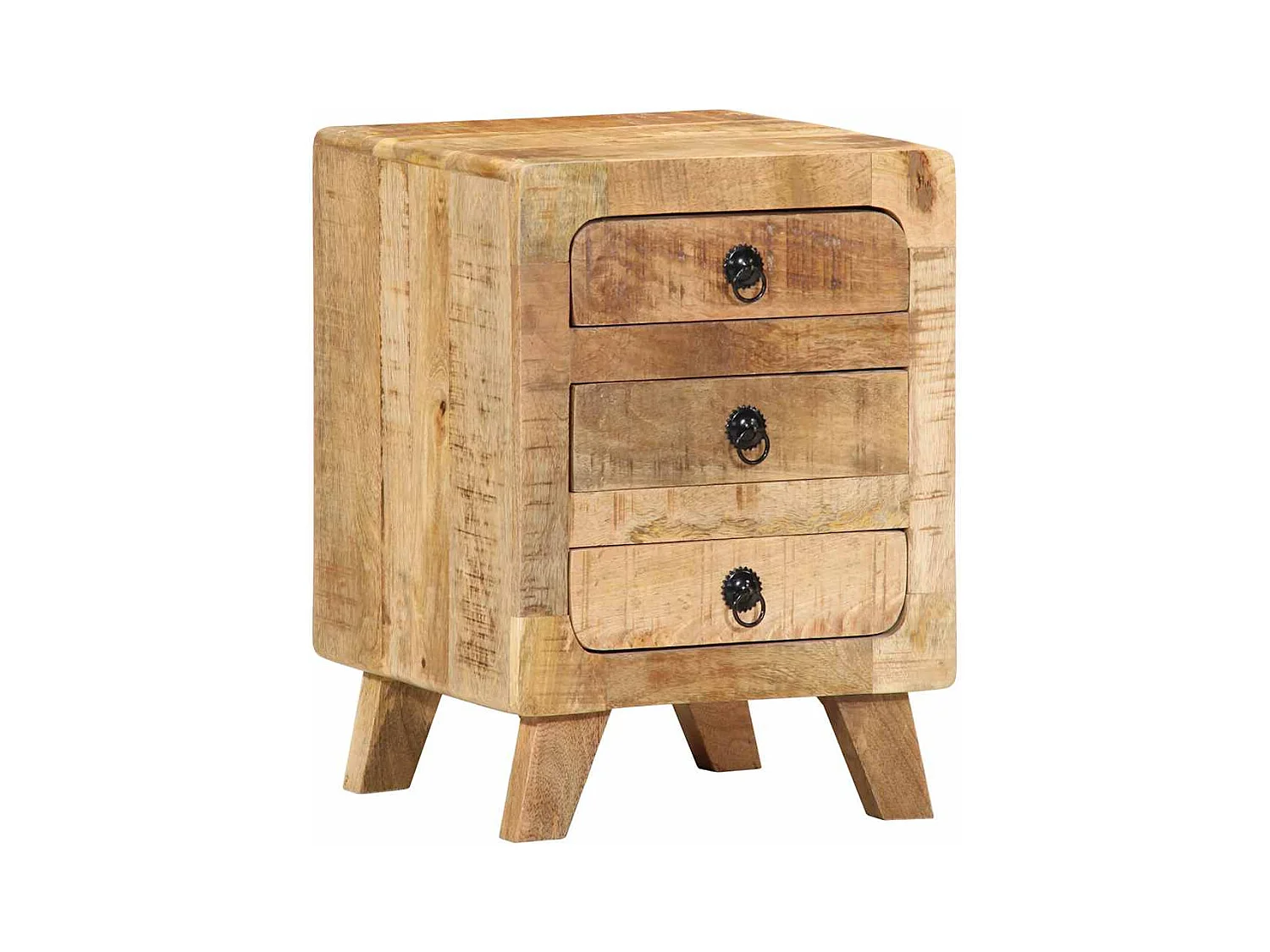 Comodino 37x32x50 cm in legno massello di mango grezzo