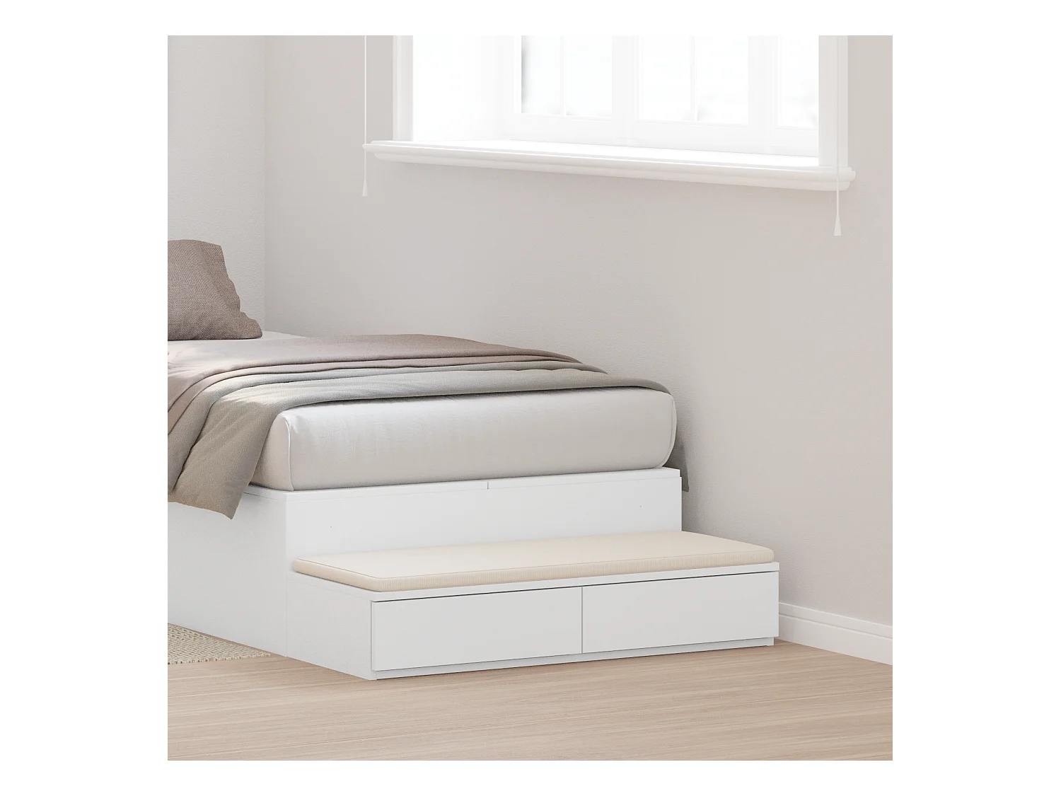Cassettiera bianca da letto 100x36,5x16,5 cm in legno ricostituito