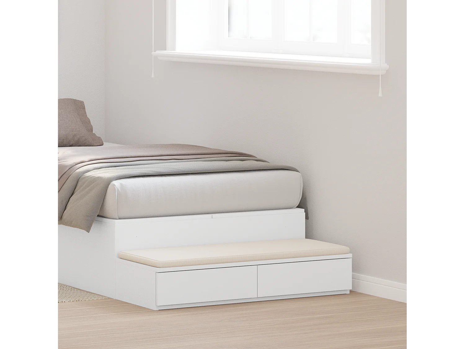 Tiroirs de lit Blanc 100x36,5x16,5 cm en bois reconstitué