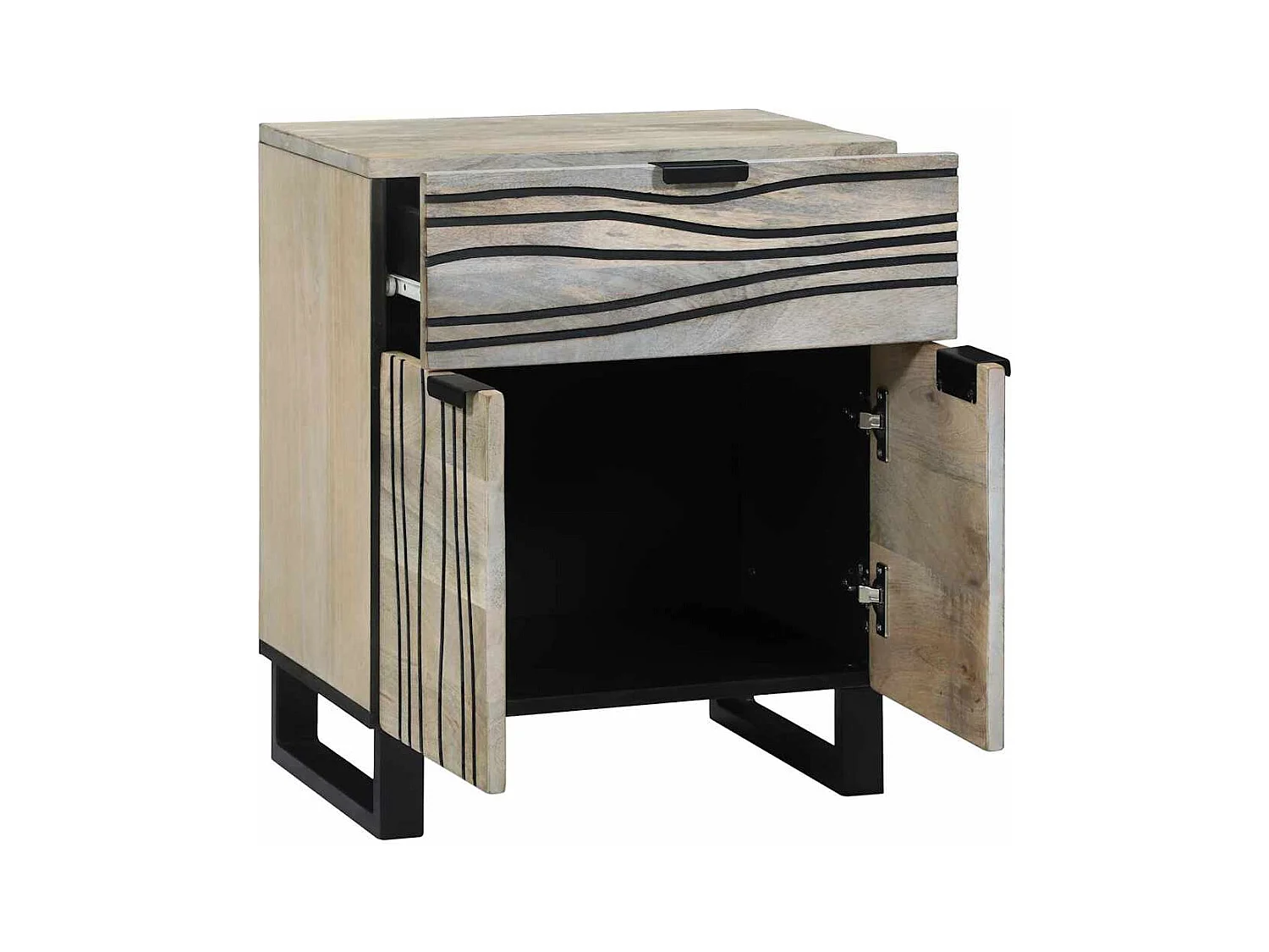 Tables de chevet avec tiroir Blanc et Noir 50 x 33 x 60 cm