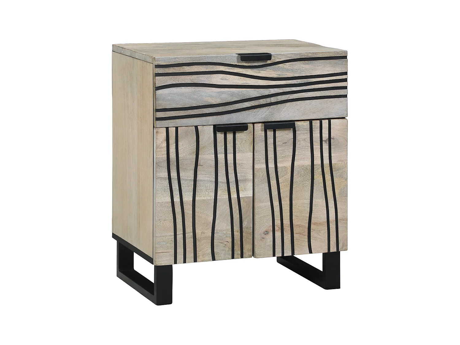 Mesitas de noche con cajón Blanco y Negro 50 x 33 x 60 cm