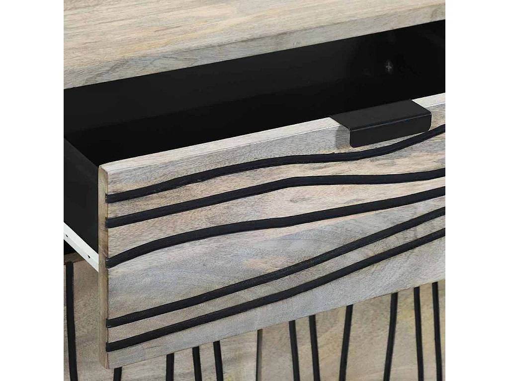 Tables de chevet avec tiroir Blanc et Noir 50 x 33 x 60 cm