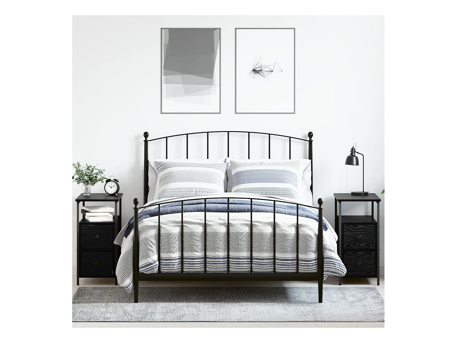 Cabinet de chevet avec tiroir 2 pcs Chêne noir 30 x 60 x 60 cm