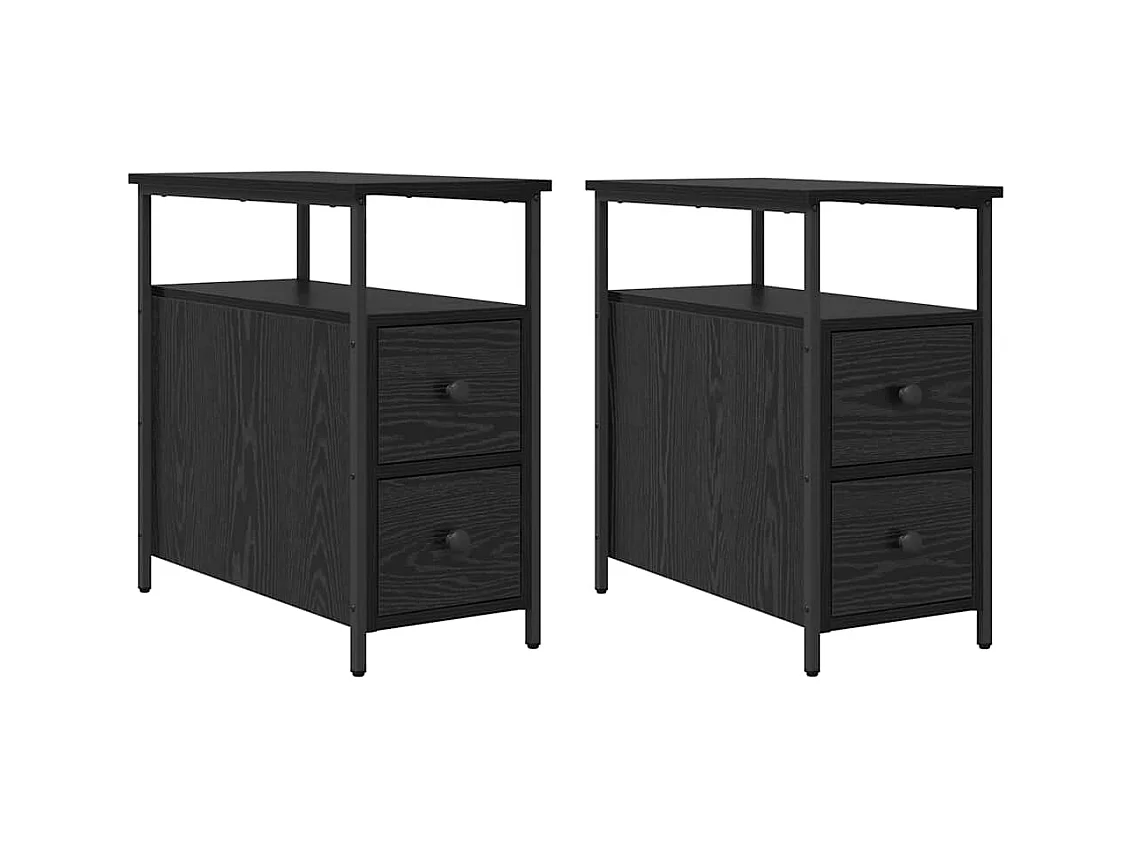Cabinet de chevet avec tiroir 2 pcs Chêne noir 30 x 60 x 60 cm