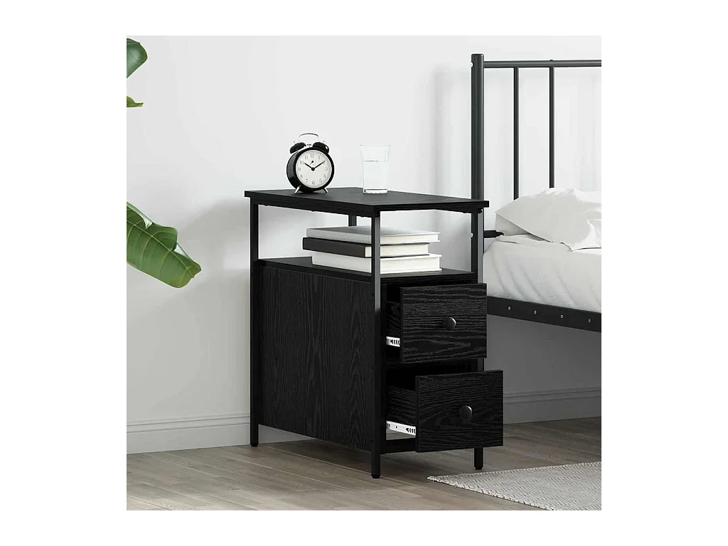Cabinet de chevet avec tiroir 2 pcs Chêne noir 30 x 60 x 60 cm